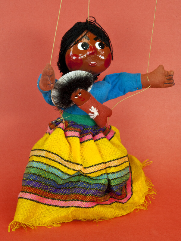 Mexico Female Marionette on Strings with Baby (Full View)