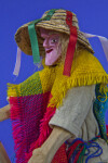 Mexico Male Doll Made from Wood with Walking Stick and Straw Hat (Close Up)