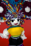 Mexico Male Doll with Yarn Body and Face That is Embroidered with Yarn (Close Up)
