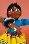 Mexico Mother with Baby Marionette with Stuffed Cloth Body and Paper Mache Head (Close Up)