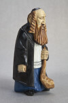 New York Handcrafted Wood Carving of Rabbi Holding a Shofar (Three Quarter View)