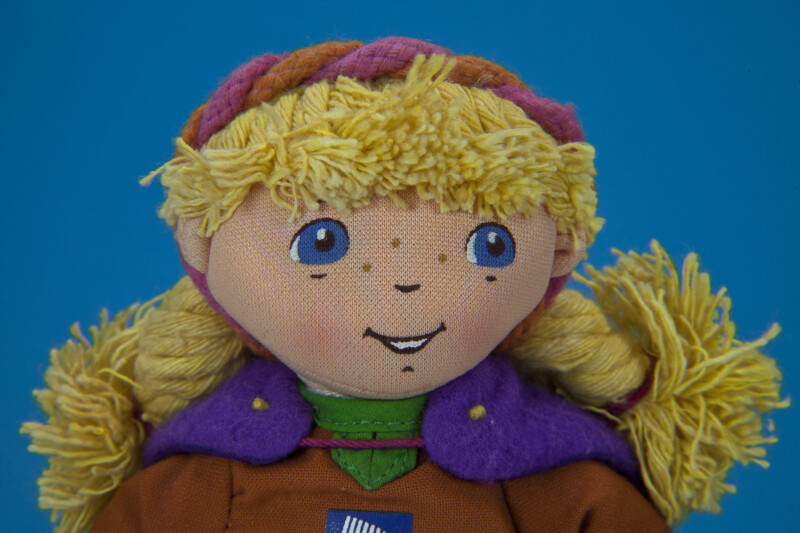 Norway Fabric Girl Doll as a Mascot for the 17th Winter Olympics in Lillehammer (Close Up)