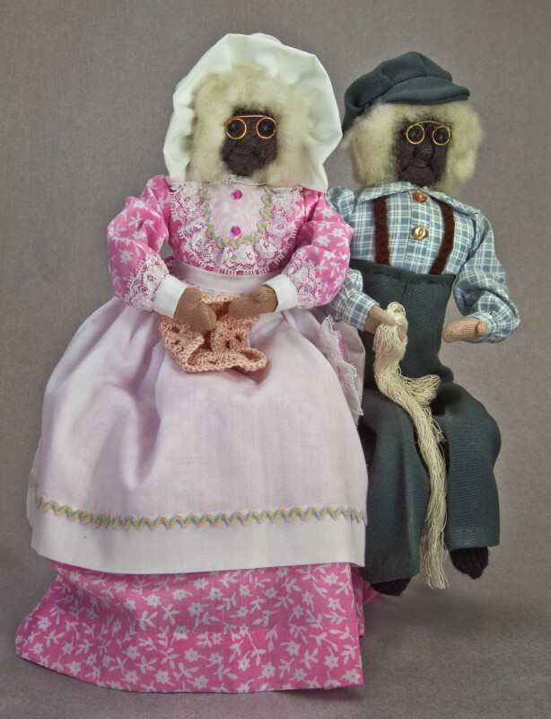 Nova Scotia Hand Made Man and Woman Dolls with Apple Heads (Full View)