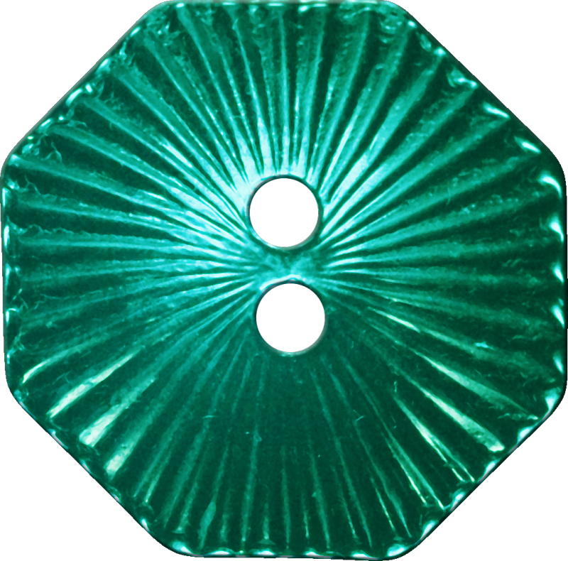 Octagonal Button with Radiating Lines, Blue-Green