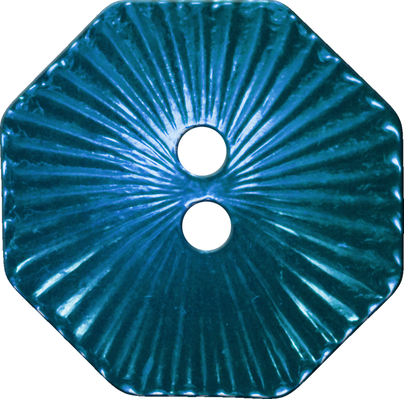 Octagonal Button with Radiating Lines, Blue