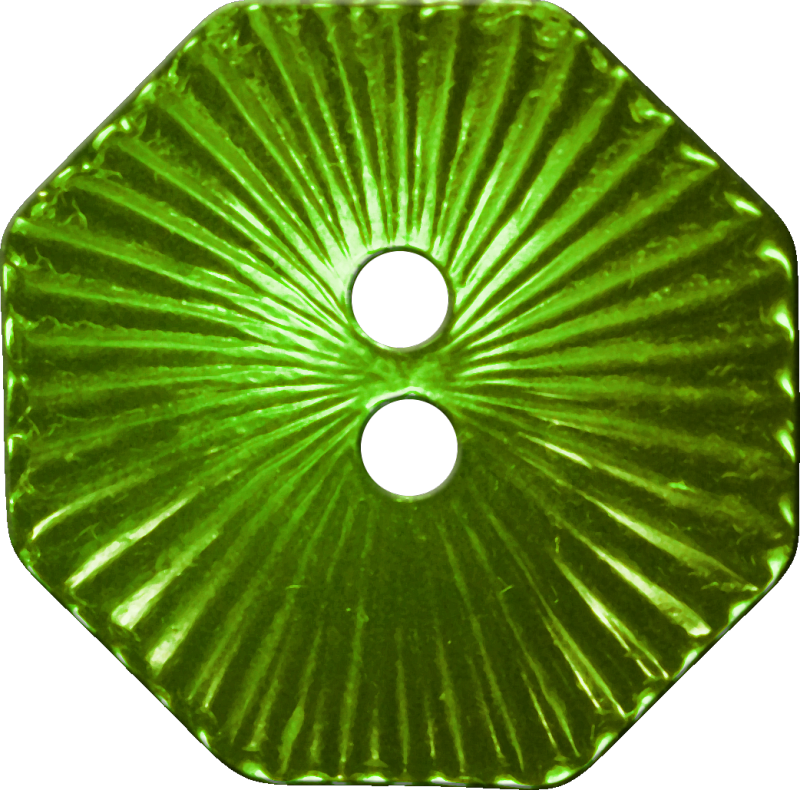 Octagonal Button with Radiating Lines, Chartreuse