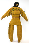 Oklahoma Leather Indian Man with Hand Beaded Shirt and Fringed Clothing (Back View)