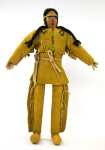 Oklahoma Stuffed Leather Male Indian Doll with Moccasins and Braids (Full View)