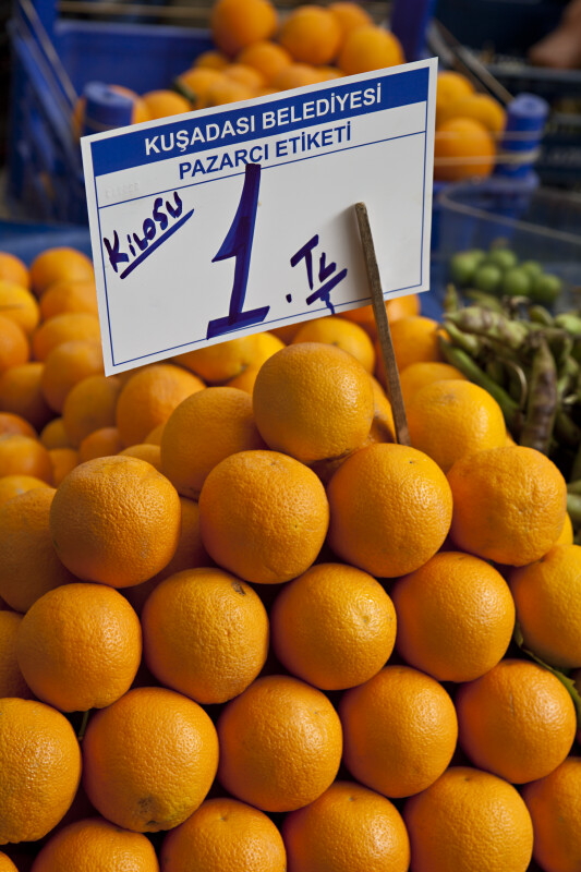 Oranges for Sale at an Outdoor Market in Kusadasi