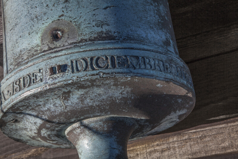 Oxidized, Bronze Cannon with "Diciembre" Carved into it