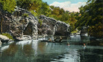 People Bathing and Boating at the Grottoes on Lovers' Retreat in Mineral Wells, Texas