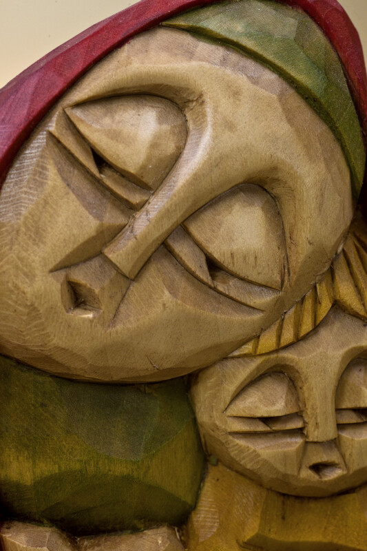 Poland Handcrafted Wood Carving of Madonna and Child (Close Up)
