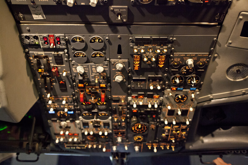 Portion of a Control Panel in an Airplane Cockpit