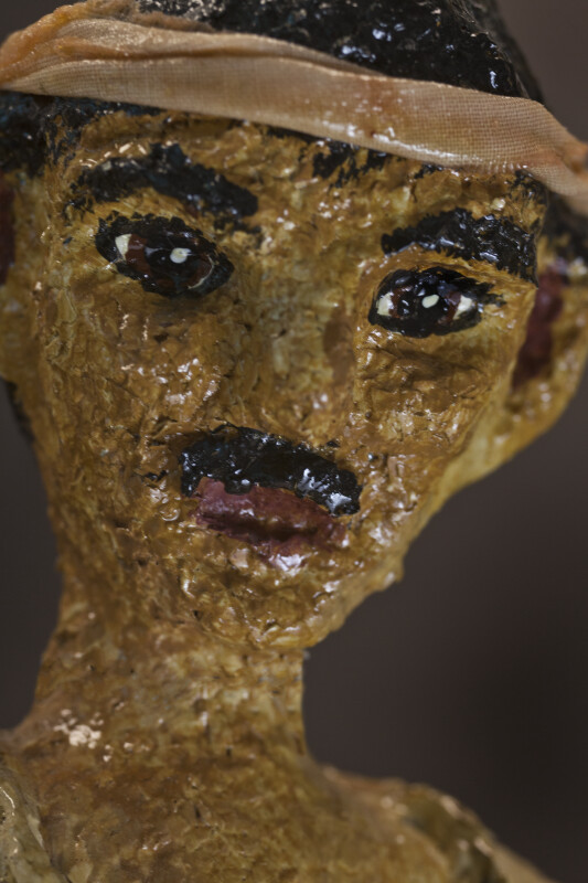 Puerto Rican Paper Mache' Fisherman Figure with Hand Painted Face (Close Up)