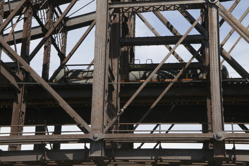 Railroad Car and Bridge in Pittsburgh