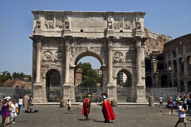 Red Capes at the Arch of Constantine