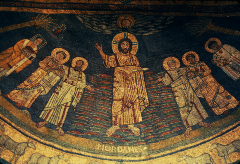 Rome, Santa Prassede, apse mosaic, overview, Christ and saints