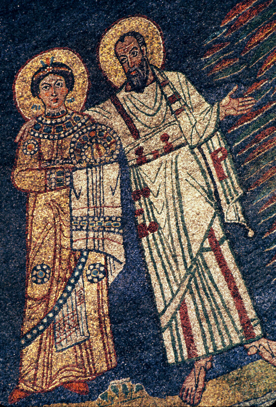 Rome, Santa Prassede, apse mosaic, St. Paul presenting St. Praxedis or Pudentiana to Christ