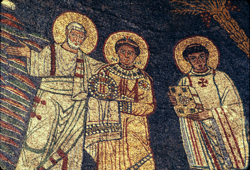 Rome, Santa Prassede, apse mosaic, St. Peter presenting St. Praxedis or Pudentiana to Christ