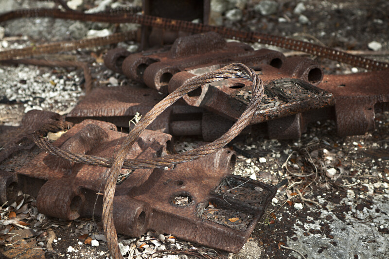 Rope and Rusted Machine Pieces at Windley Key Fossil Reef Geological State Park