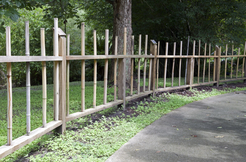 Rounded Wooden Fence with Uneven Posts at the Kanapaha Botanical Gardens