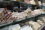 Row of Turkish Delights Displayed on Glass Trays