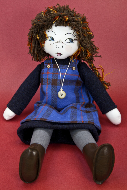 Scotland Scottish Lass Made from Fabric in Seated Position with Leather Boots (Full View)