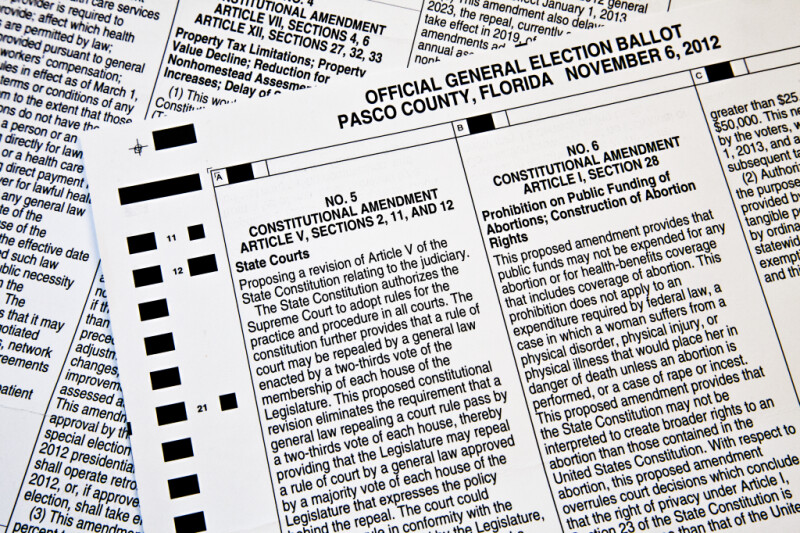 Several Florida Constitutional Amendments on 2012 General Election Ballot