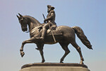 Side View of the Equestrian Statue of George Washington at the Boston Public Garden