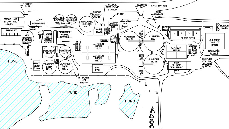 Site Plan of Central Water Reclamation Structures at Northeast Water Reclamation Facility