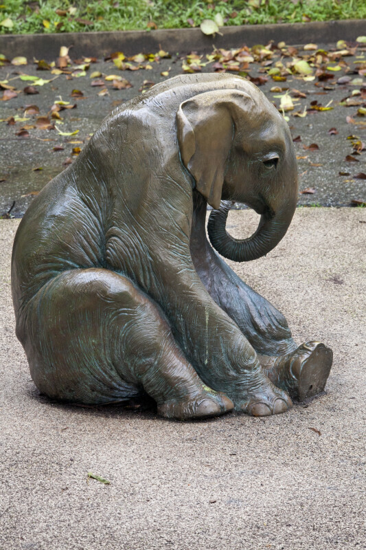 Sitting Bronze Elephant