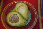 Sliced Avocado on a Colorful Plate