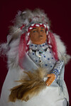 South Dakota Handcrafted Blackfoot Indian Chief with Elaborate Feather Headdress (Close Up)