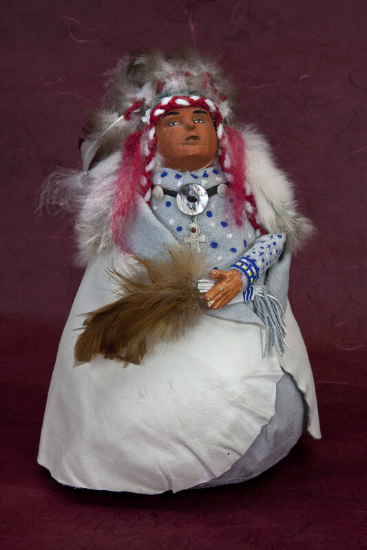 South Dakota Indian Doll Made from Gourd and Clay from Sioux Nation  (Full View)