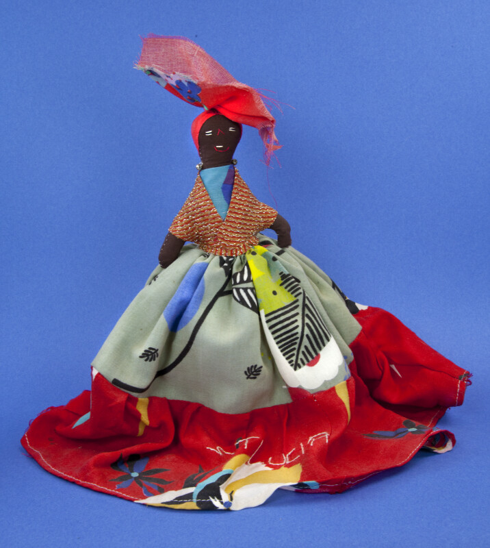 St. Lucia Cloth Doll with Embroidered Face and Skirt (Full View)
