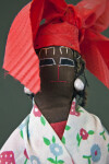 St. Lucia Stuffed Doll with Hand Stitched Face, Shell Earrings, and Wisp Broom for Body (Close Up)