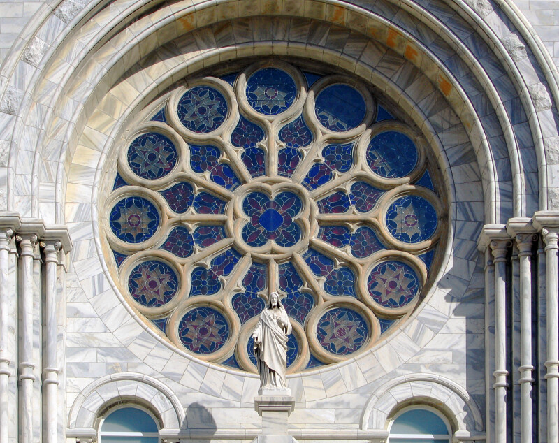 Stained Glass Window of Sacred Heart Catholic Church