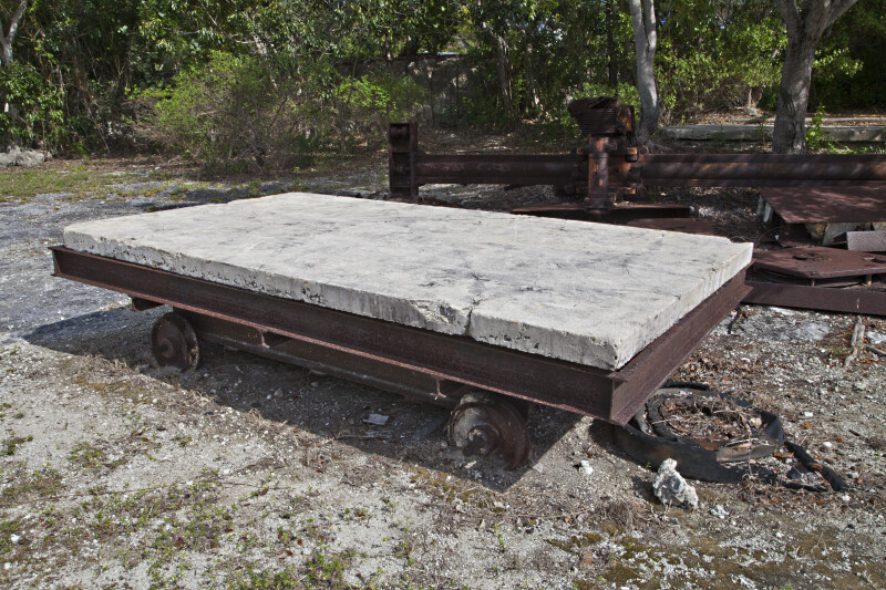 Stone Slab on a Rusted Wagon at Windley Key Fossil Reef Geological State Park