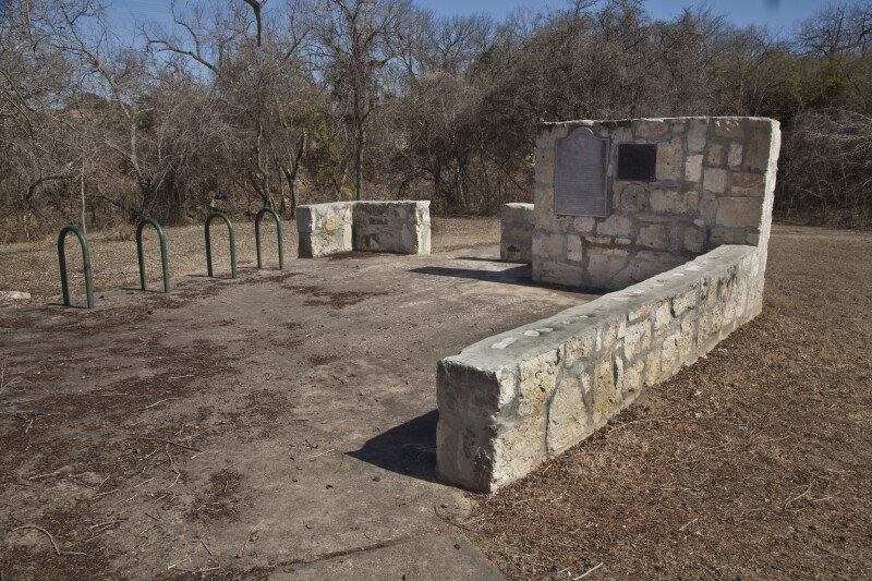 Stone Walls With Commemorative Plaque at the  Espada Acequia