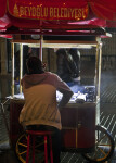 Street Vendor Sitting with his Cart in Istanbul, Turkey