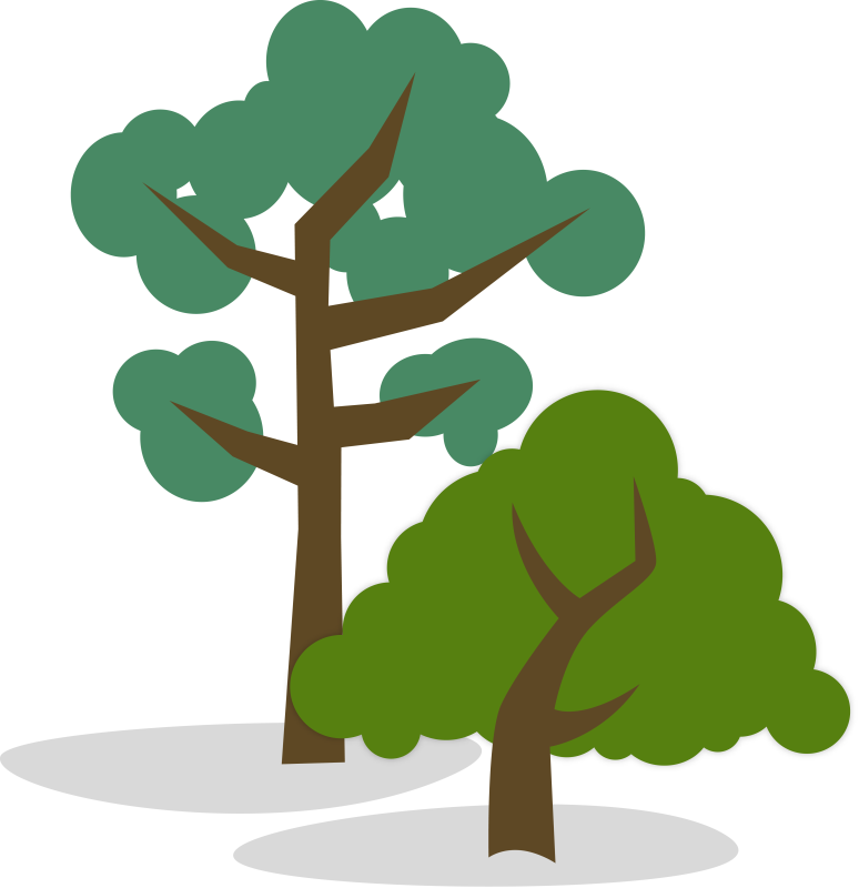 Stylized Illustration of One Tall and One Short Tree