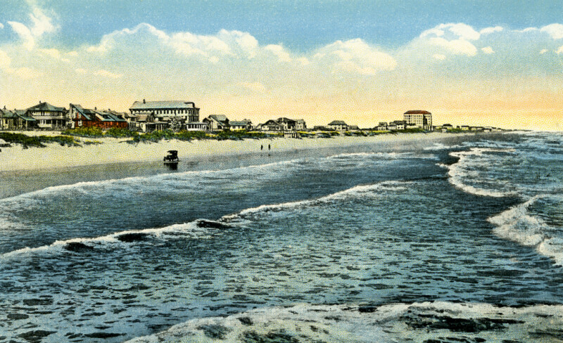 The Surf and Beach, Showing Clarendon Hotel at Seabreeze from Daytona Beach