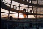 Tourists Enjoying the Sunset through the Dome of the Reichstag