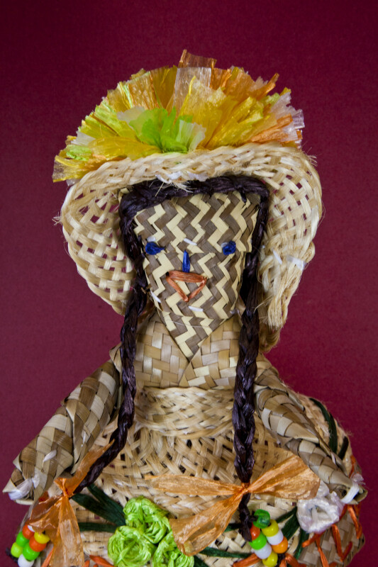 Turks and Caicos Handcrafted Lady from Palm Leaves with Hat and Skirt (Close Up)