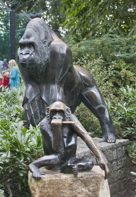 Two Bronze Gorillas at the Artis Royal Zoo