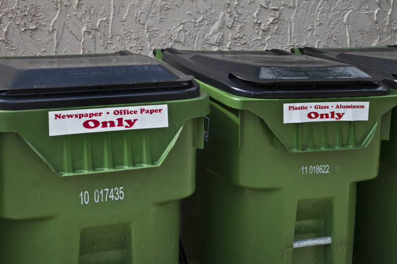 Two Green Recycling Bins