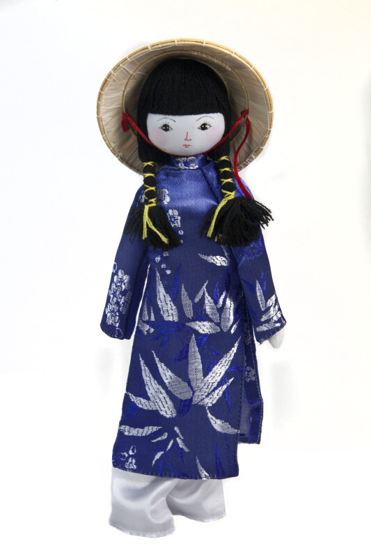 Vietnam Fabric Figure of Woman in Traditional Costume (Full View)