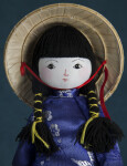 Vietnamese Lady Figure Wearing Traditional Costume with Conical Hat (Close Up)