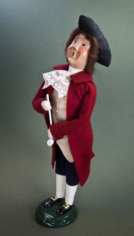 Virginia Colonial Caroler Doll Made with Wire, Paper and Cloth (Three Quarter View)