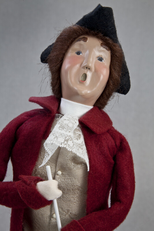 Virginia Colonial Doll with Tri-Corner Black Felt Hat and Plastic Pipe (Three Quarter Length)
